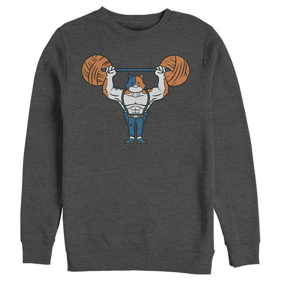 Men's Fortnite Yarn Lifter Meowscles Sweatshirt Charcoal Heather Small