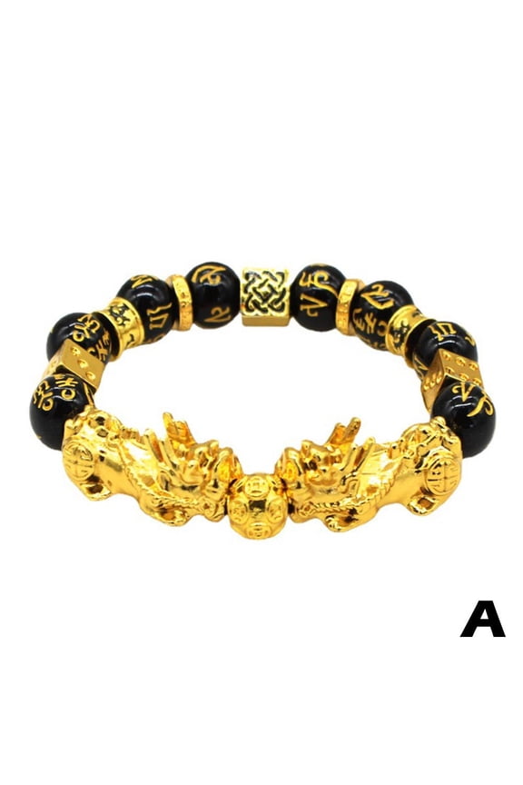 Men's Fortune Gold Six Characters Mantra Fashion Domineering ot h Bracelet S0J6
