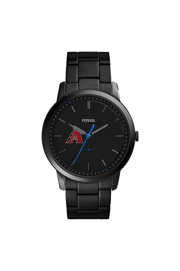 Men's Fossil Black Arizona Diamondbacks Minimalist Stainless Steel Watch