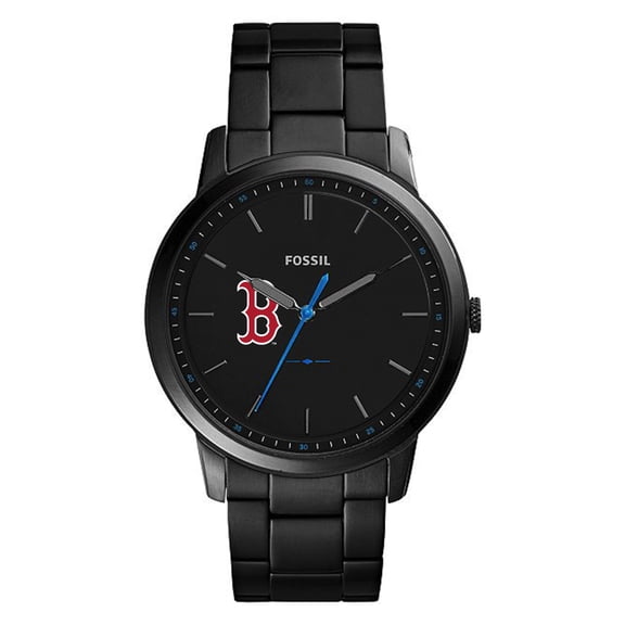 Men's Fossil Black Boston Red Sox Minimalist Stainless Steel Watch