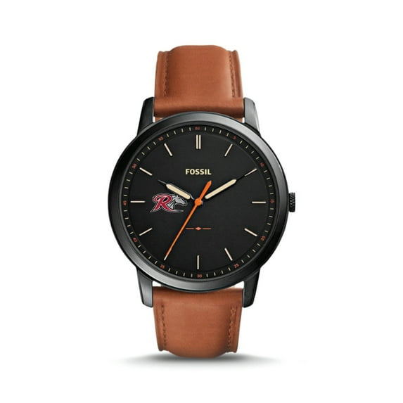 Men's Fossil Black/Brown Rider Broncs Minimalist Slim Light Brown Leather Watch