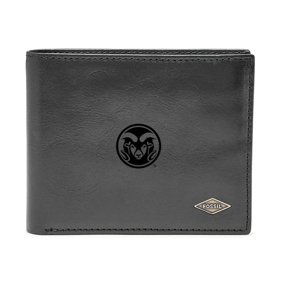 Men's Fossil Black Colorado State Rams Leather Ryan RFID Flip ID Bifold Wallet