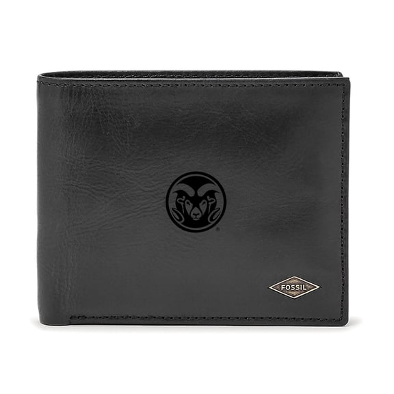 Men's Fossil Black Colorado State Rams Leather Ryan RFID Passcase Wallet