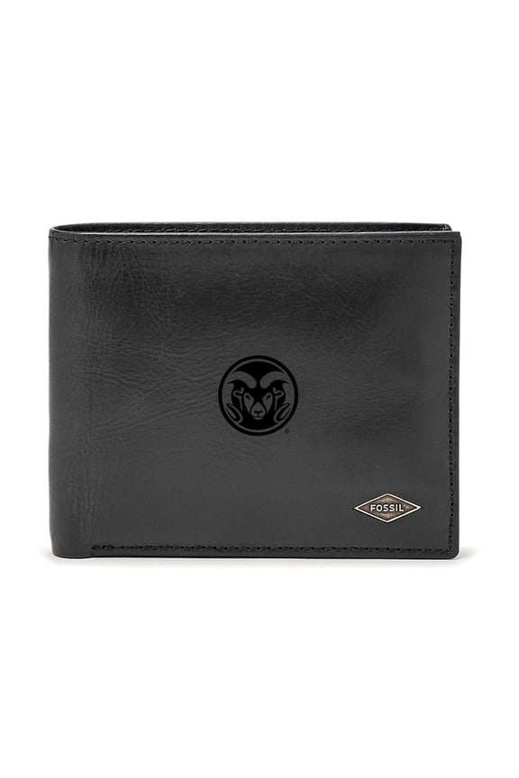 Men's Fossil Black Colorado State Rams Leather Ryan RFID Passcase Wallet