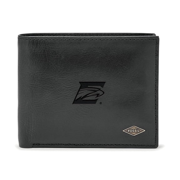 Men's Fossil Black Emory Eagles Leather Ryan RFID Passcase Wallet