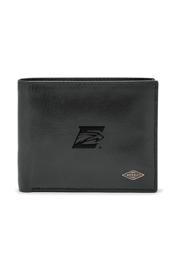 Men's Fossil Black Emory Eagles Leather Ryan RFID Passcase Wallet