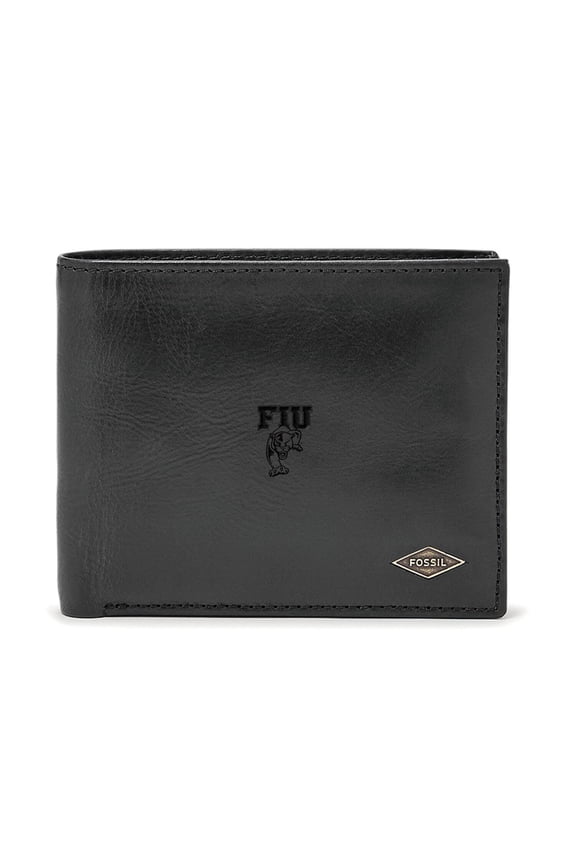 Men's Fossil Black FIU Panthers Leather Ryan RFID Passcase Wallet