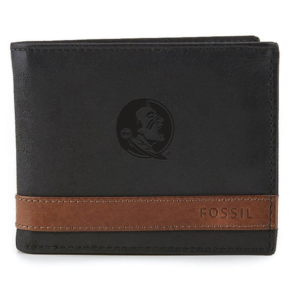 Men's Fossil Black Florida State Seminoles Quinn Flip ID Bifold Wallet