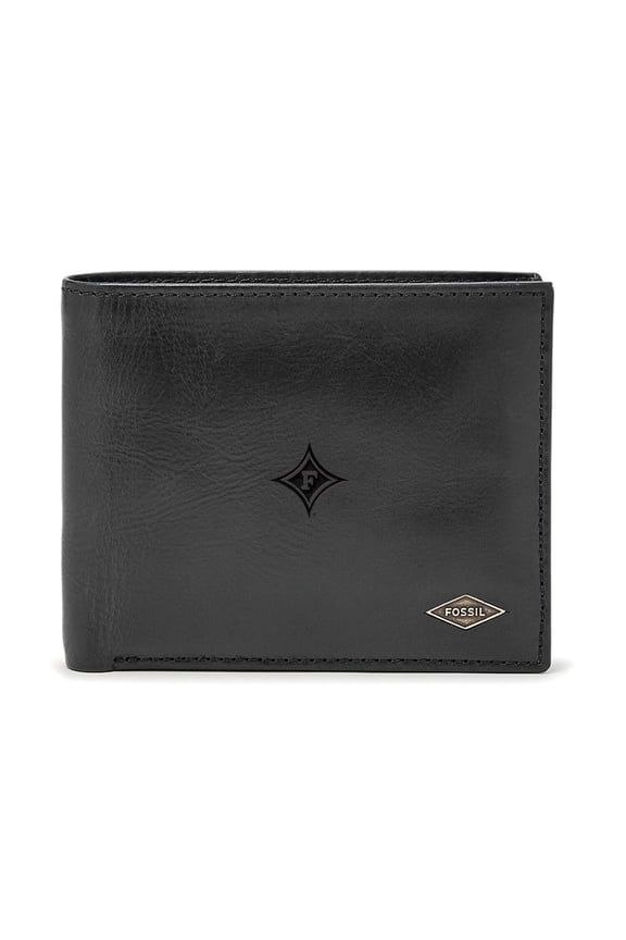 Men's Fossil Black Furman Paladins Leather Ryan RFID Passcase Wallet