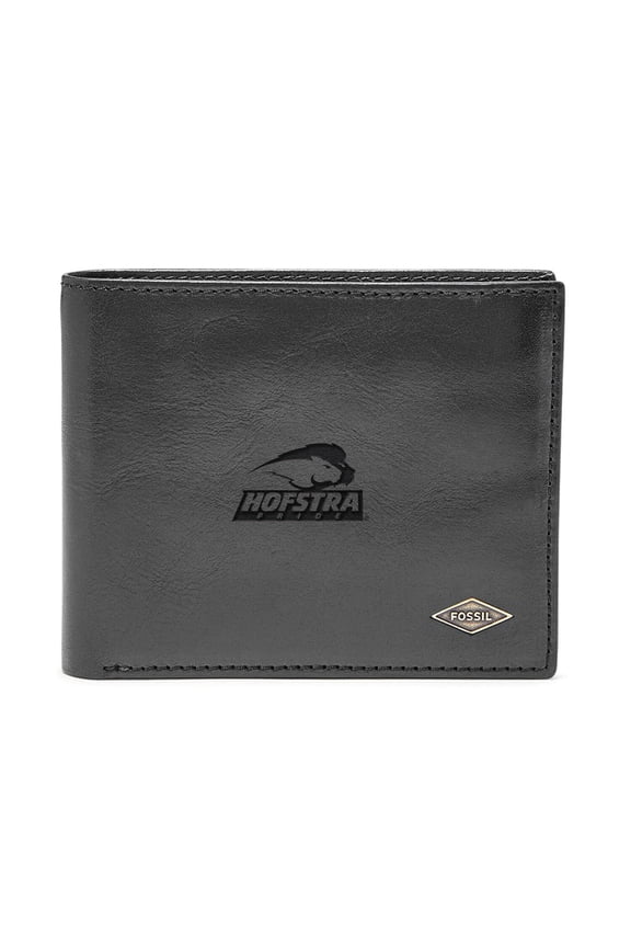Men's Fossil Black Hofstra University Pride Leather Ryan RFID Flip ID Bifold Wallet