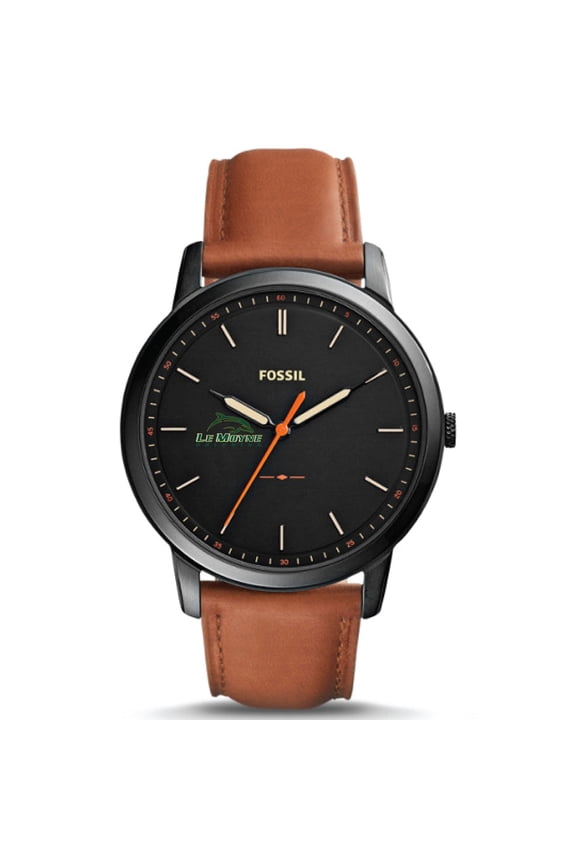 Men's Fossil  Black Le Moyne Dolphins Minimalist Slim Light Brown Leather Watch