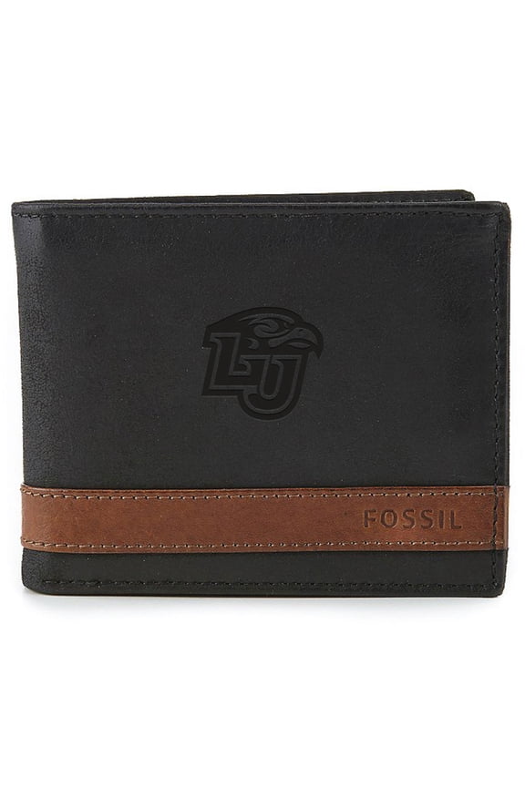 Men's Fossil  Black Liberty Flames Quinn Flip ID Bifold Wallet