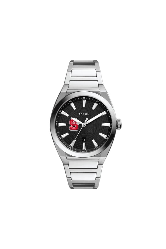 Men's Fossil  Black NC State Wolfpack Everett Stainless Steel Watch