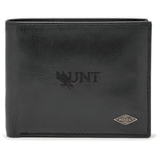 Mens Fossil Black North Texas Mean Green Leather Ryan RFID Passcase Wallet