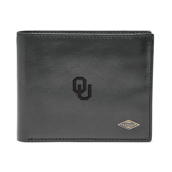 Men's Fossil Black Oklahoma Sooners Ryan RFID Flip ID Bi-Fold Wallet