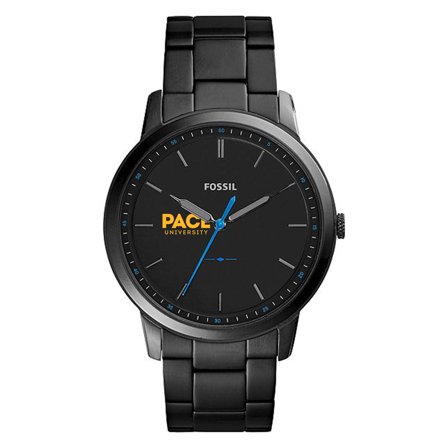 Men's Fossil Black Pace University Setters Minimalist Slim Stainless Steel Watch