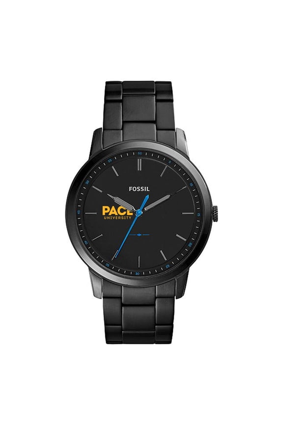 Men's Fossil Black Pace University Setters Minimalist Slim Stainless Steel Watch