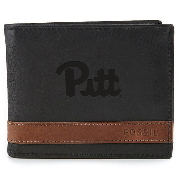 Men's Fossil Black Pitt Panthers Quinn Flip ID Bifold Wallet