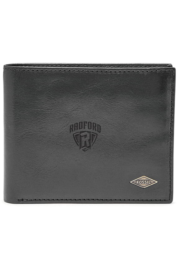 Men's Fossil Black Radford Highlanders Leather Ryan RFID Flip ID Bifold Wallet