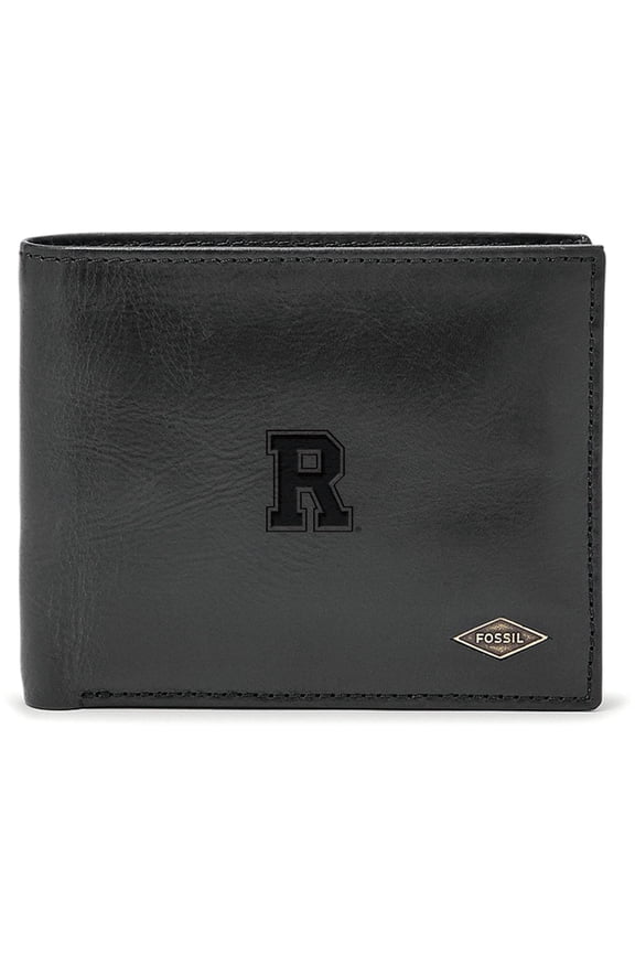 Men's Fossil Black Rochester Yellow Jackets Leather Ryan RFID Passcase Wallet