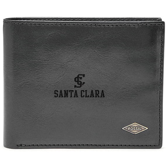 Men's Fossil Black Santa Clara Broncos Leather Ryan RFID Flip ID Bifold Wallet