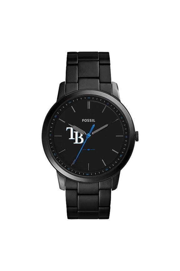 Men's Fossil Black Tampa Bay Rays Minimalist Stainless Steel Watch