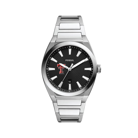 Men's Fossil  Black Texas Tech Red Raiders Everett Stainless Steel Watch