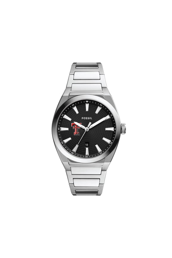 Men's Fossil  Black Texas Tech Red Raiders Everett Stainless Steel Watch