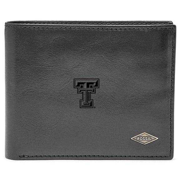 Men's Fossil Black Texas Tech Red Raiders Leather Ryan RFID Flip ID Bifold Wallet
