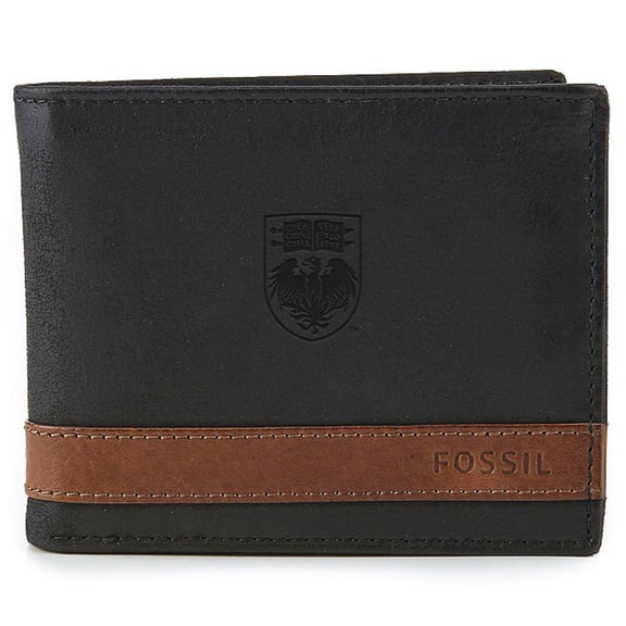 Men's Fossil  Black UChicago Maroons Quinn Flip ID Bifold Wallet