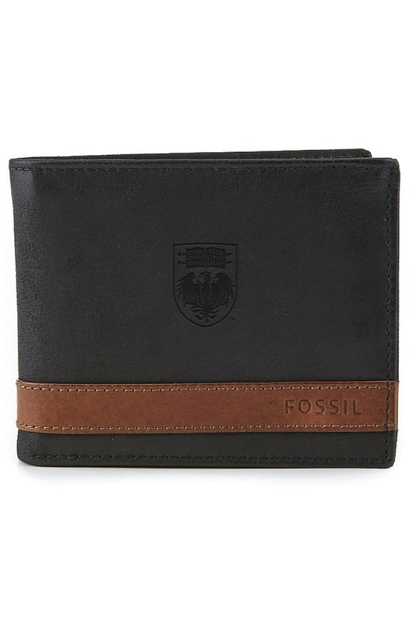 Men's Fossil Black UChicago Maroons Quinn Flip ID Bifold Wallet
