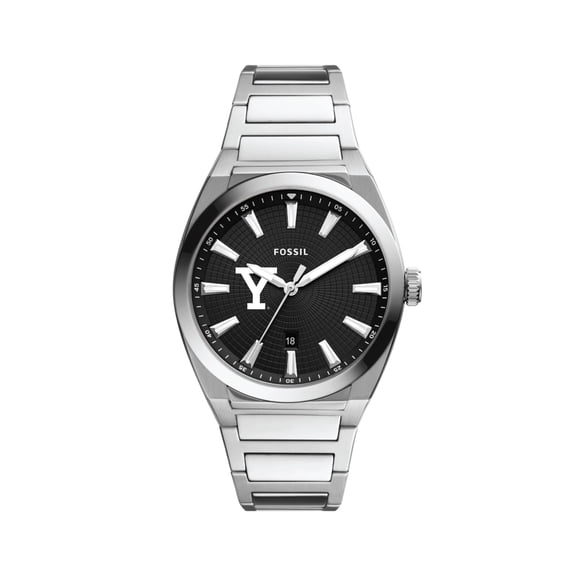 Men's Fossil Black Yale Bulldogs Everett Stainless Steel Watch