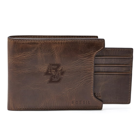 Men's Fossil Brown Boston College Eagles Derrick Sliding Two-In-One Wallet