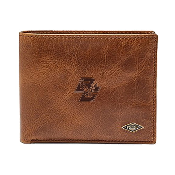 Men's Fossil Brown Boston College Eagles Leather Ryan RFID Passcase Wallet