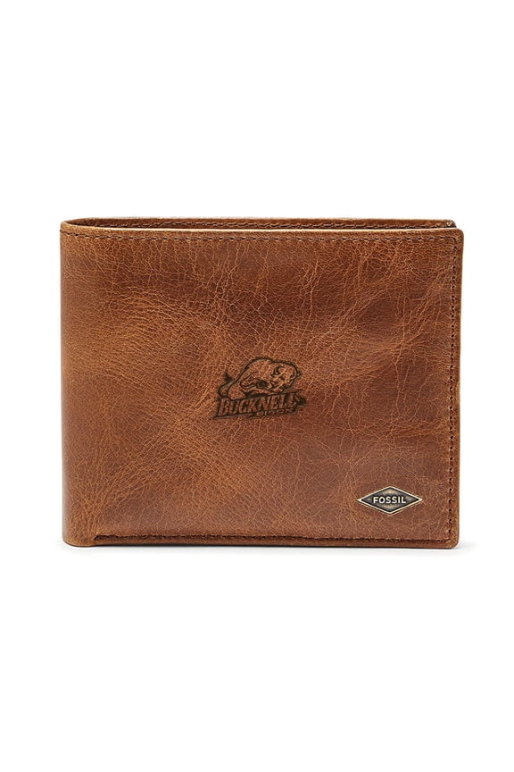 Men's Fossil Brown Bucknell Bison Leather Ryan RFID Passcase Wallet