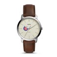 thumbnail image 1 of Men's Fossil Brown Chicago Cubs Minimalist Leather Watch, 1 of 1