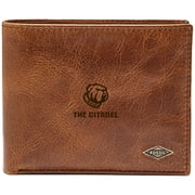 Mens Fossil Brown Citadel Bulldogs Leather Ryan RFID Passcase Wallet
