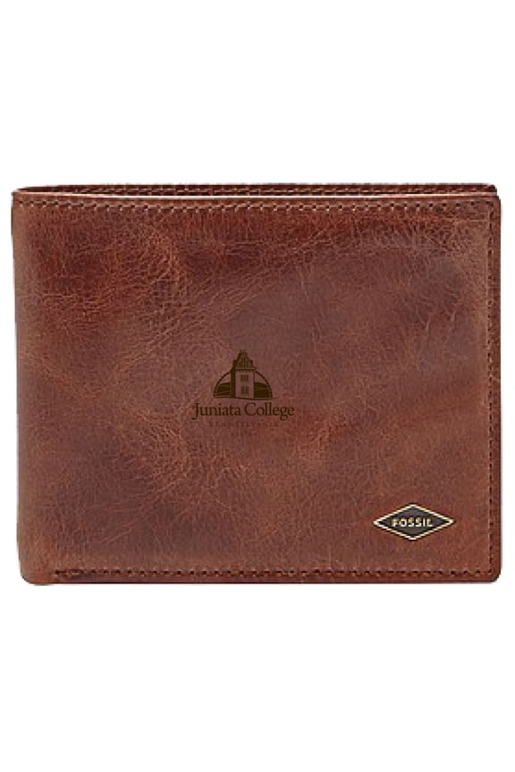 Men's Fossil Brown Juniata Eagles Leather Ryan RFID Flip ID Bifold Wallet