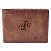 Mens Fossil Brown Lubbock Christian Chaparral Leather Derrick Front Pocket Bi-Fold Wallet