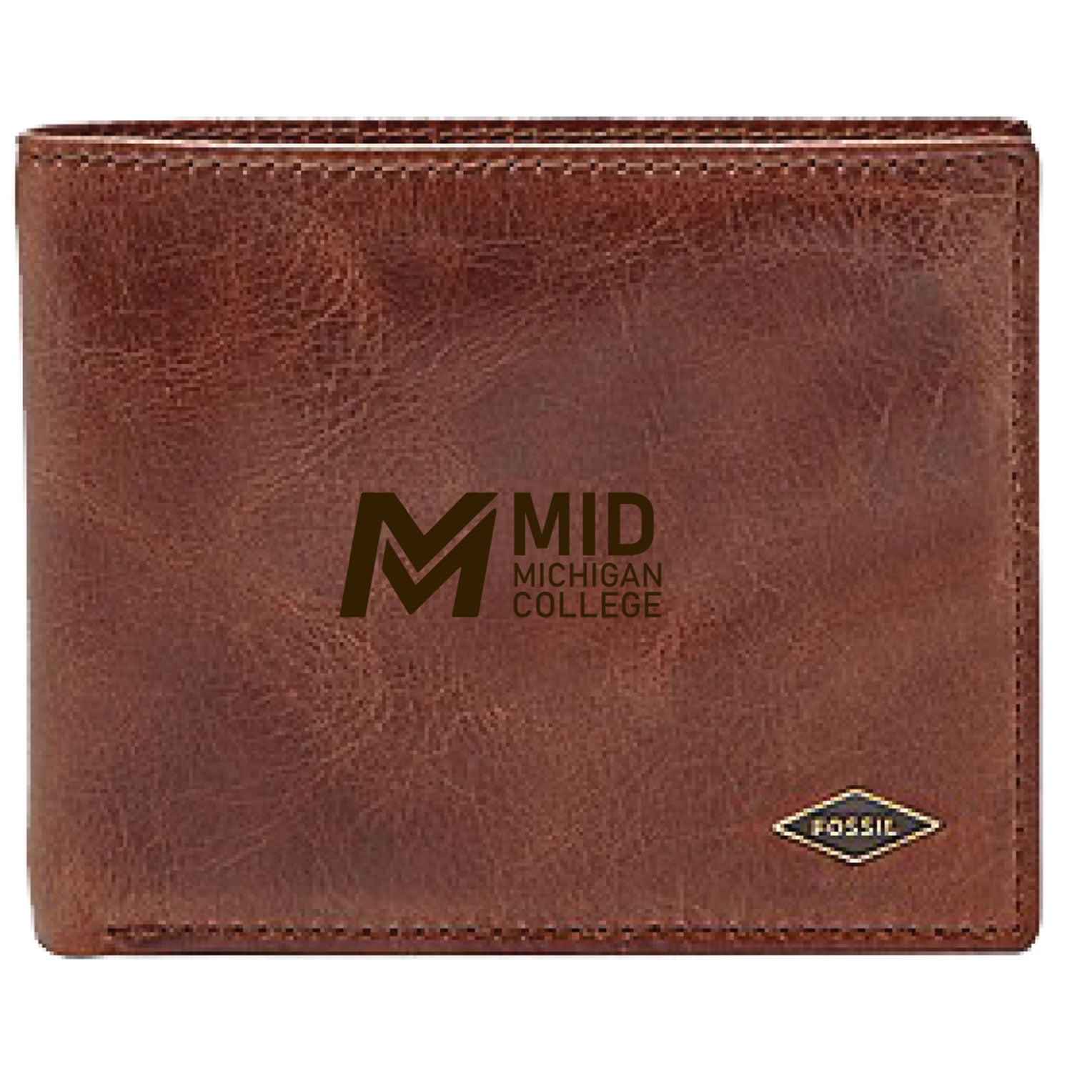 Men's Fossil Brown Mid Michigan College Leather Ryan RFID Flip ID ...