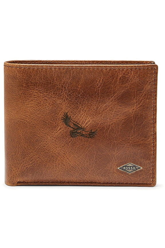 Men's Fossil Brown Saint Joseph's Hawks Leather Ryan RFID Passcase Wallet