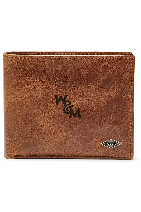 Men's Fossil Brown William & Mary Tribe Leather Ryan RFID Passcase Wallet