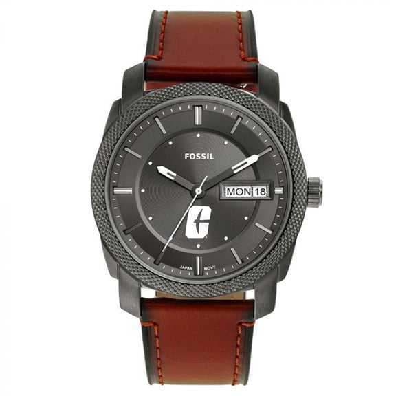 Men's Fossil Charlotte 49ers Machine Three-Hand Date Brown Leather Watch