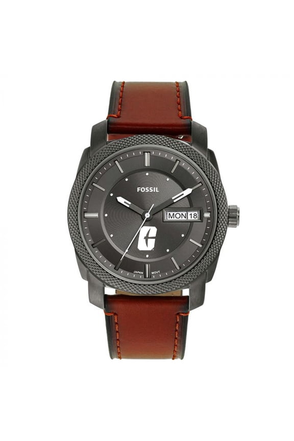 Men's Fossil Charlotte 49ers Machine Three-Hand Date Brown Leather Watch