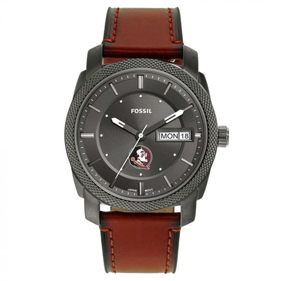 Men's Fossil Florida State Seminoles Machine Three-Hand Date Brown Leather Watch