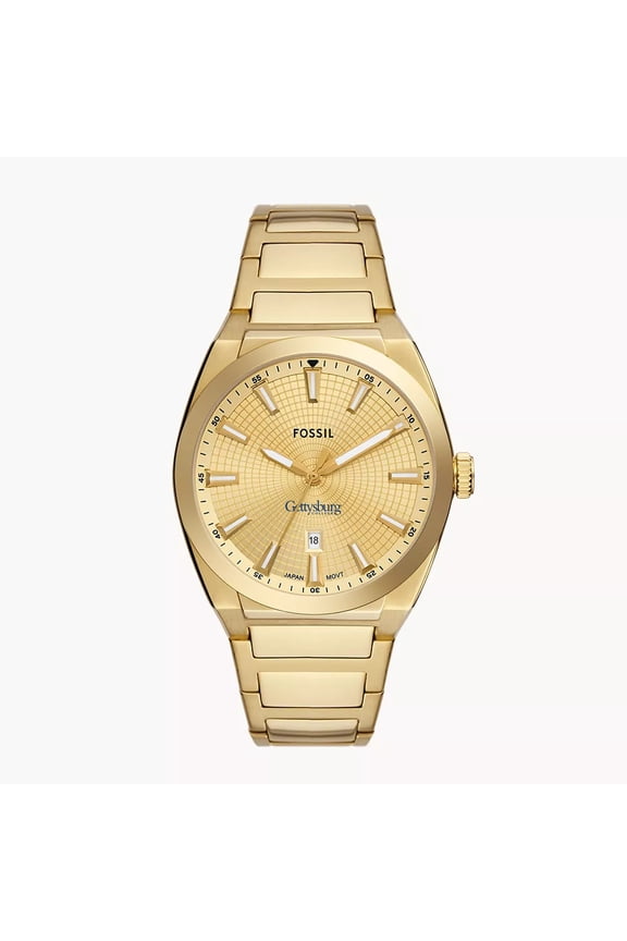Men's Fossil Gold Gettysburg Bullets Everett Three-Hand Date Stainless Steel Watch