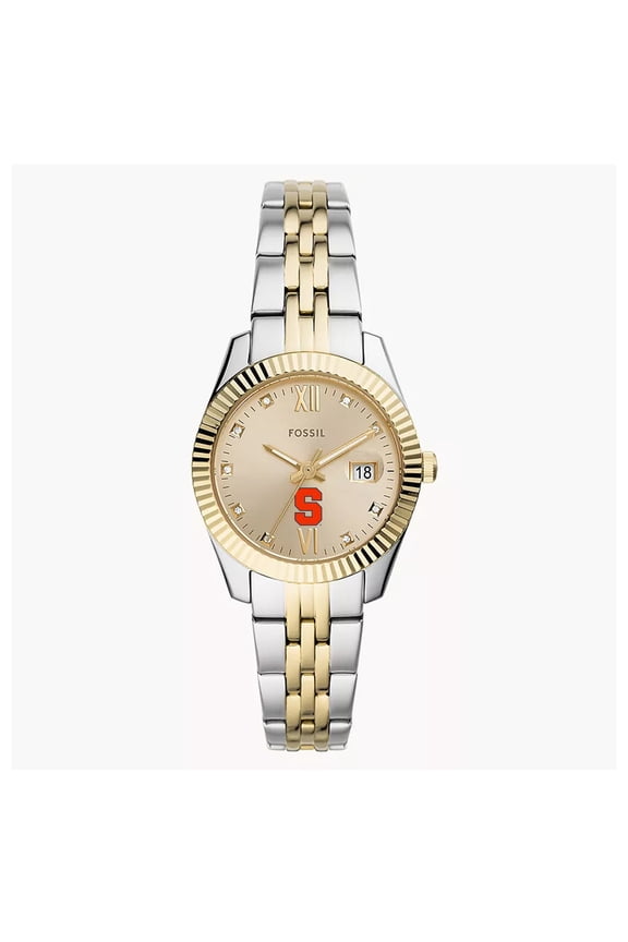 Men's Fossil  Gold Syracuse Orange Everett Three-Hand Date Stainless Steel Watch