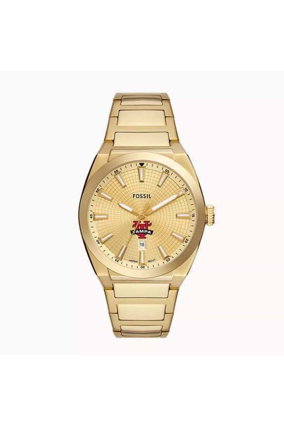 Men's Fossil  Gold Tampa Spartans Everett Three-Hand Date Stainless Steel Watch