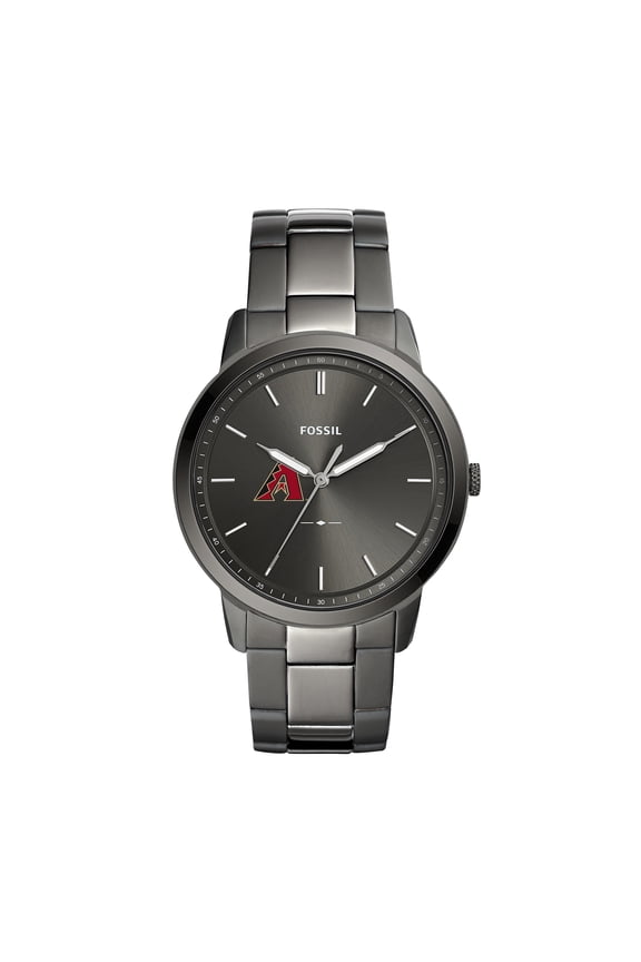 Men's Fossil Gray Arizona Diamondbacks Fossil Minimalist Smoke Stainless Steel Watch