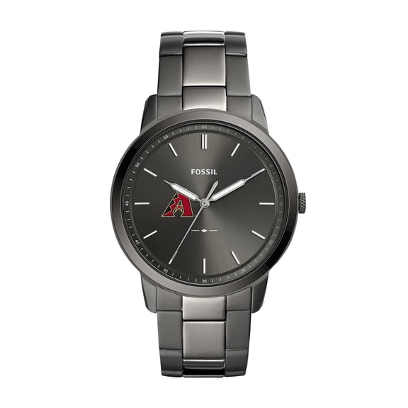 Men's Fossil Gray Arizona Diamondbacks Fossil Minimalist Smoke Stainless Steel Watch